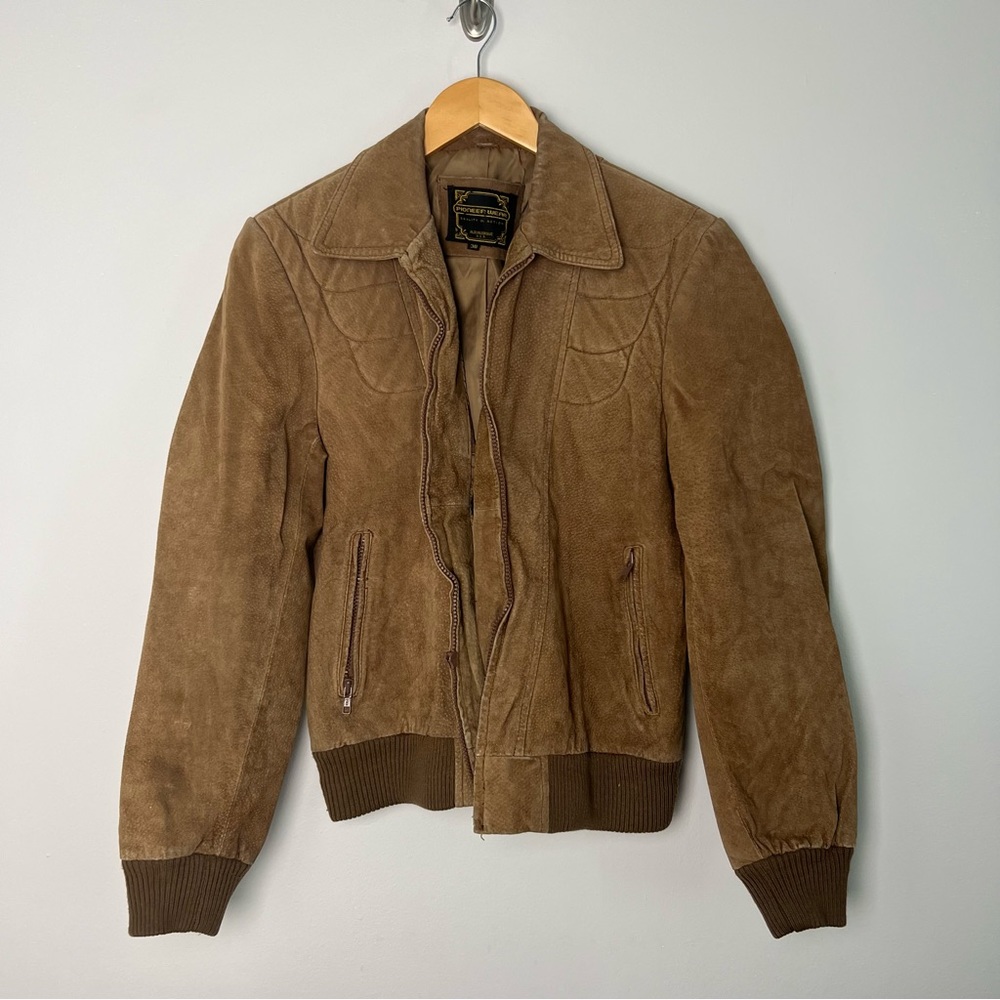 Brown Suede Leather Jacket for Women - Classic Bomber Style